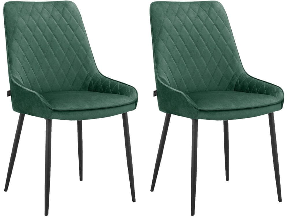 Danish Style Jedálenská stolička Maya (SET 2 ks), zamat, zelená